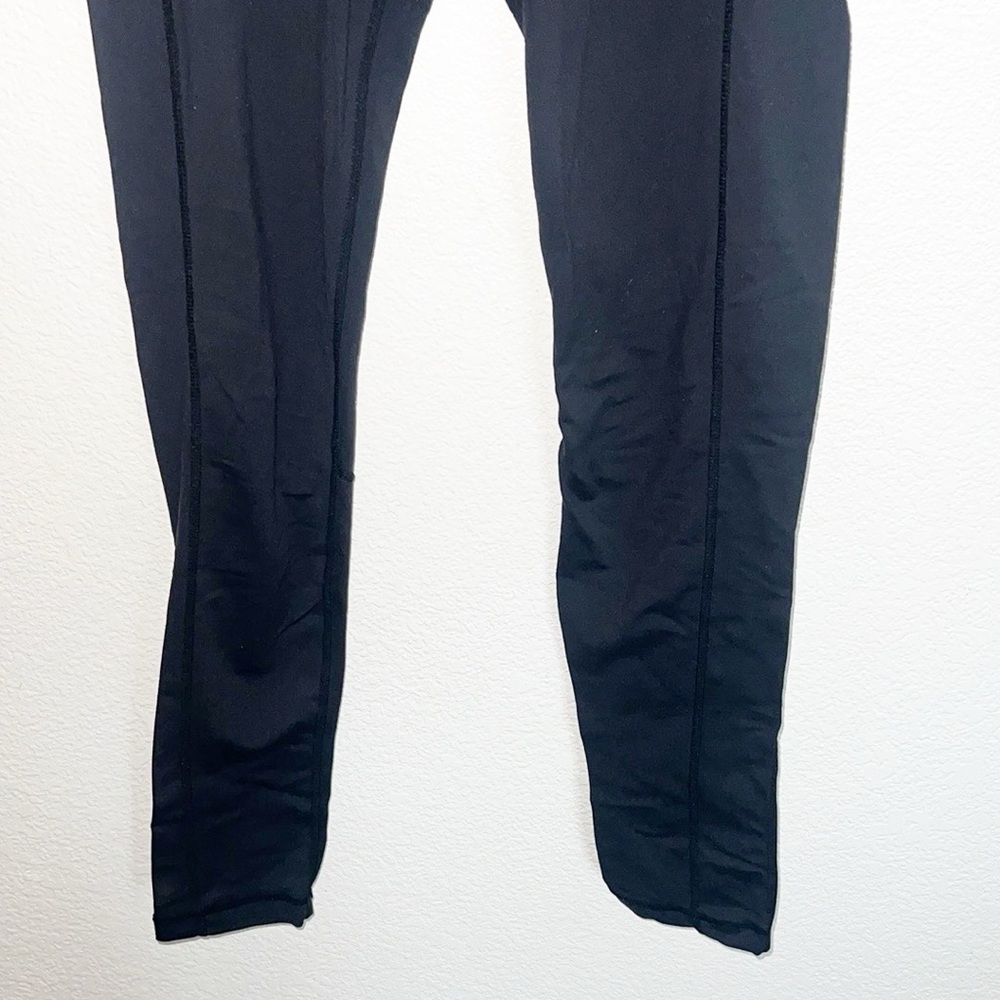 Lululemon lower rise black with pink Heathered band full length leggings - Picture 3 of 11